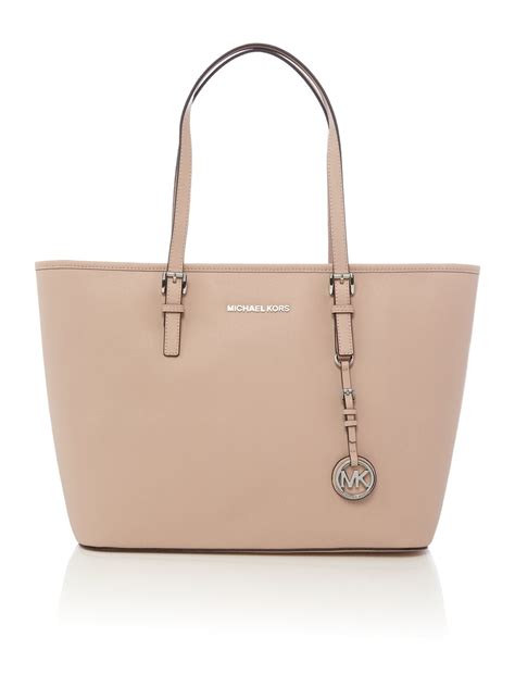 michael kors signature tote shoulder bag brown light pink|Michael Kors black signature handbag.